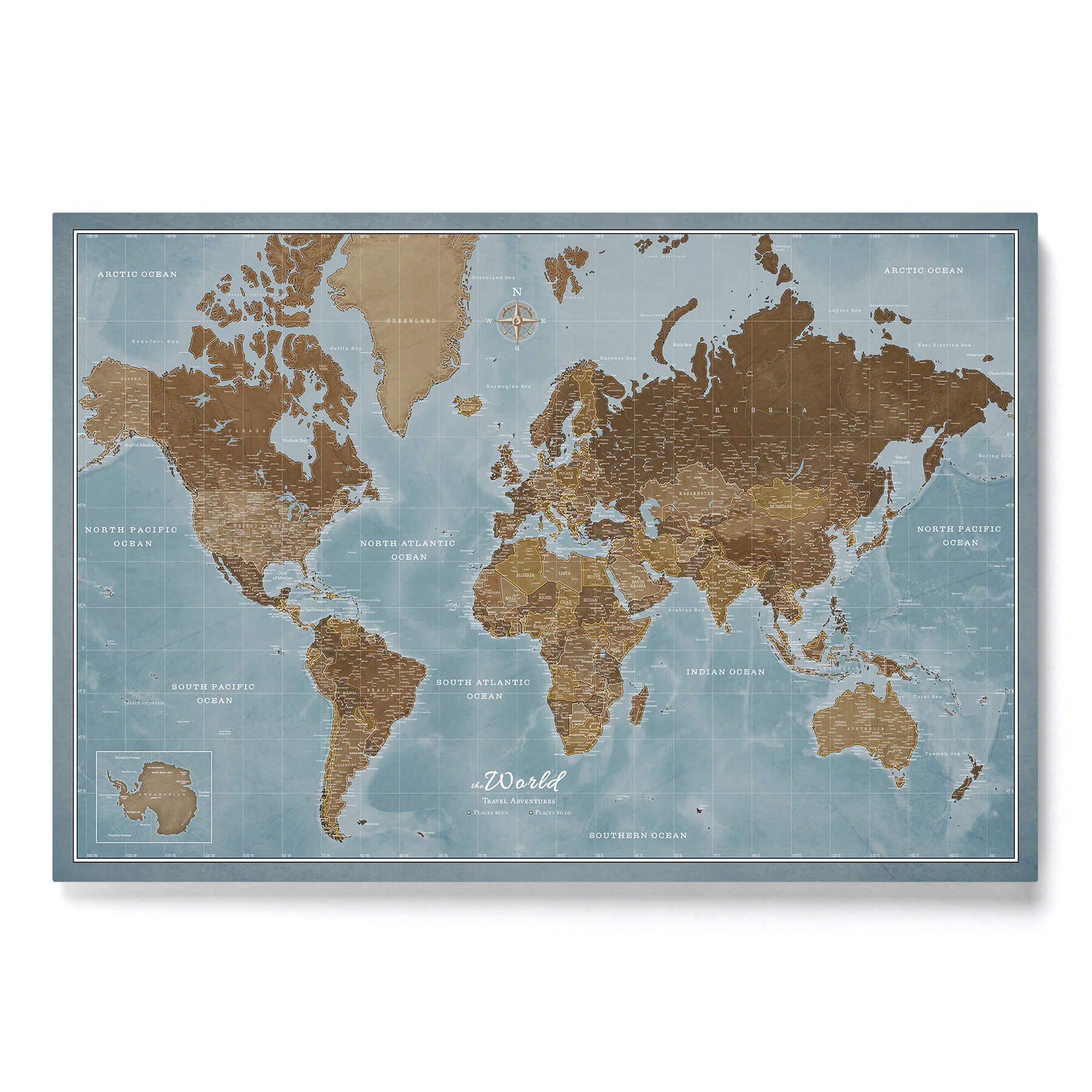 Push Pin World Map Gold Cream Map For Travelers